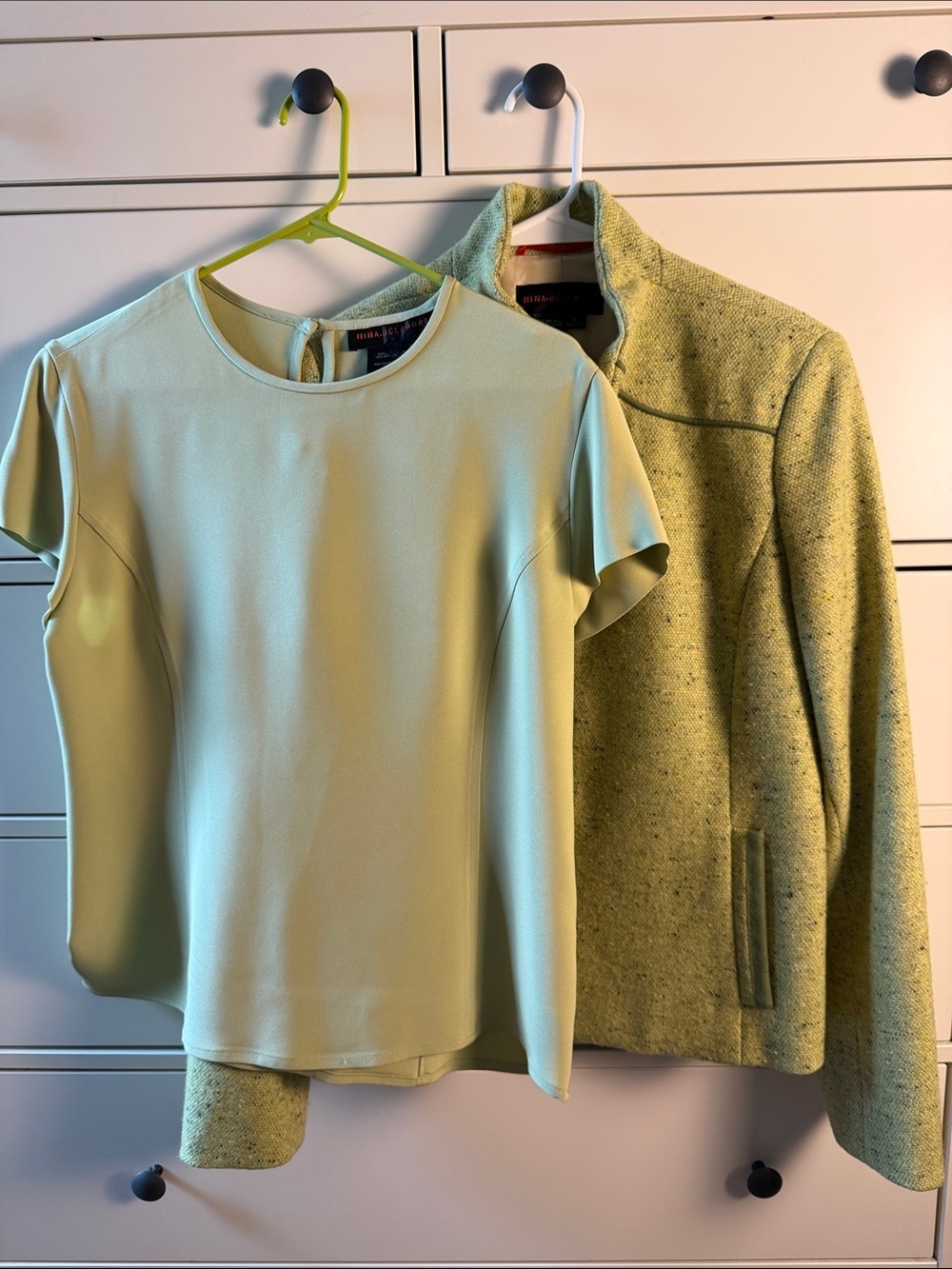 Nina Mclemore Set- Lime Green Tweed Blazer and 100% Silk Matching Top - Picture 3 of 16